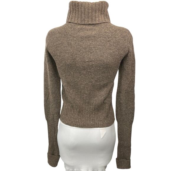 All Saints Alpha Roll Neck Brown Wool Turtleneck Pullover Sweater Top Size S - Picture 2 of 5